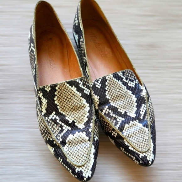 Madewell The Frances Skimmer in Snake Embossed Leather Loafers size 7 - Picture 3 of 10
